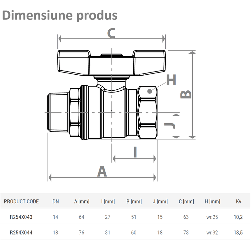 Casa si Gradina - Sanitare - Instalatii hidro - Robineti - Robinet cu bila de trecere Giacomini R254X044, filet interior - exterior 3/4", maner fluture, alama cromata - Infinity.ro