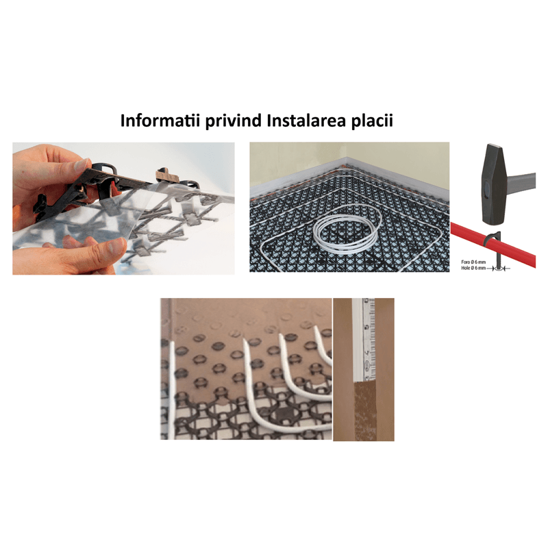 Casa si Gradina - Termice - Instalatii termice - Incalzire in pardosela - Placa cu nuturi Giacomini Spider R979SY101, baza autocolanta, incalzire prin pardoseala, 1200x800x22 mm, tevi Ø16-17 mm - Infinity.ro