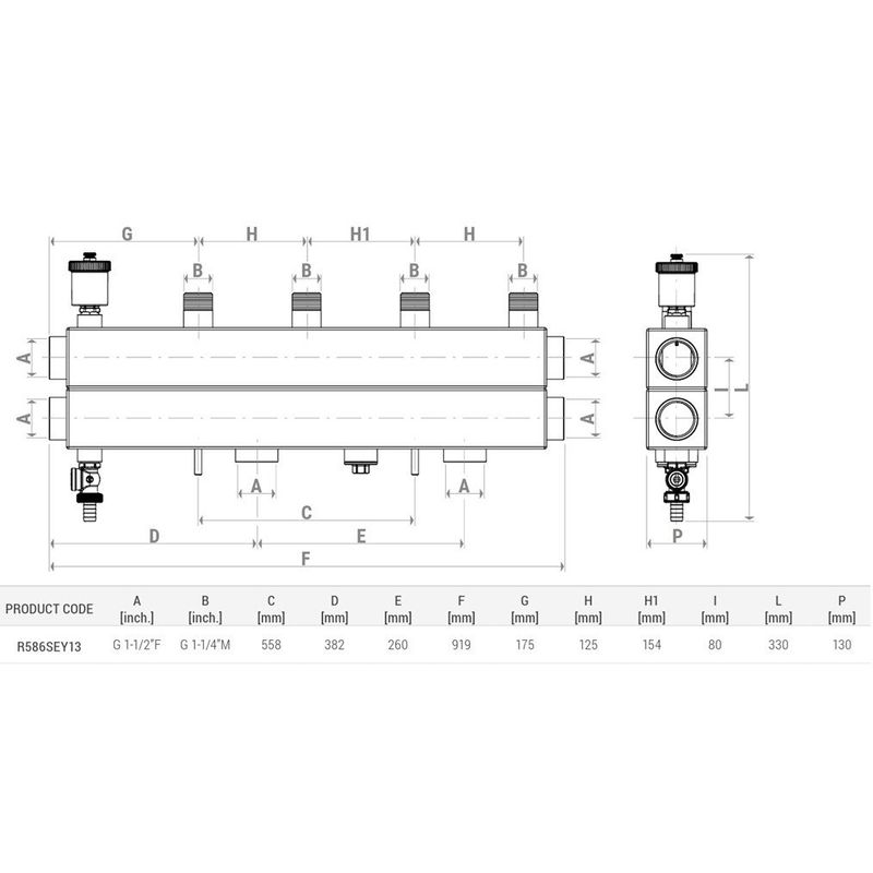 Casa si Gradina - Termice - Instalatii termice - Incalzire in pardosela - Distribuitor cu egalizare Giacomini R586SEY12, 2 iesiri, DN32, 2 zone independente, suprafata totala 800mp - Infinity.ro