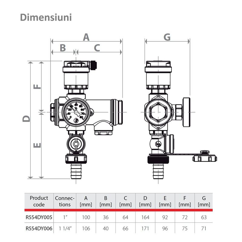Casa si Gradina - Termice - Instalatii termice - Incalzire in pardosela - Grup intermediar Giacomini R554DY005, pentru distribuitor incalzire/racire, aerisitor automat, robinet de golire - Infinity.ro