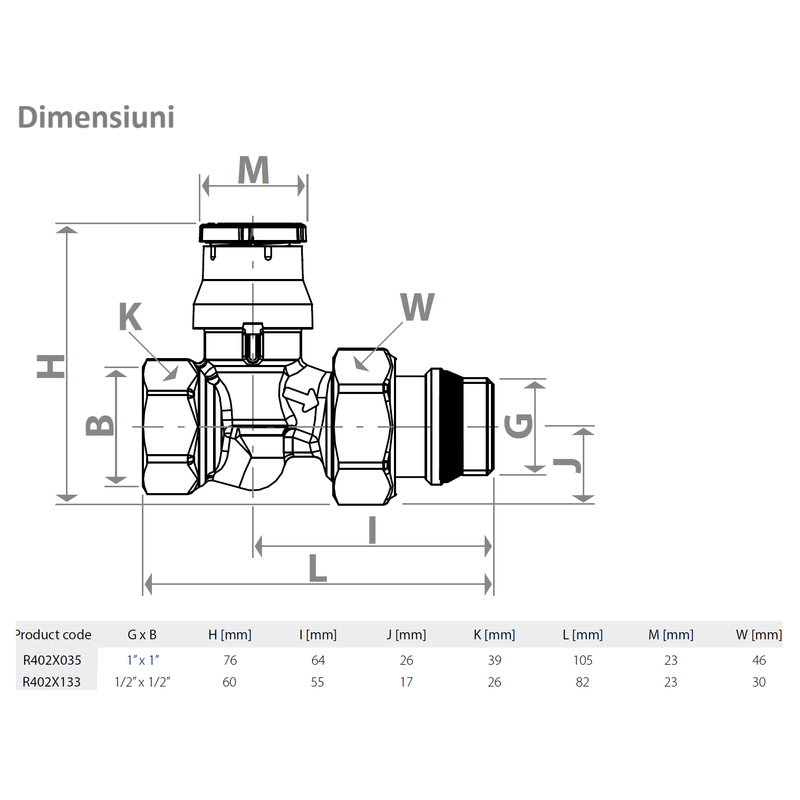 Casa si Gradina - Termice - Calorifere si accesorii - Accesorii calorifere - Robinet drept cu optiune termostatica Giacomini R402X133, filet exterior 1/2” x filet interior 1/2”, alama cromata - Infinity.ro