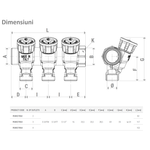 Casa si Gradina - Termice - Instalatii termice - Incalzire in pardosela - Distribuitor modular din alama Giacomini R585CY063, 3 iesiri 1/2”, cu robinete de inchidere, racord 3/4” - Infinity.ro