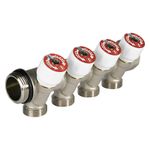 Casa si Gradina - Termice - Instalatii termice - Incalzire in pardosela - Distribuitor modular Giacomini R585CSX142, 2 iesiri, cu robinete de inchidere, 1” x 3/4”E, alama nichelata - Infinity.ro