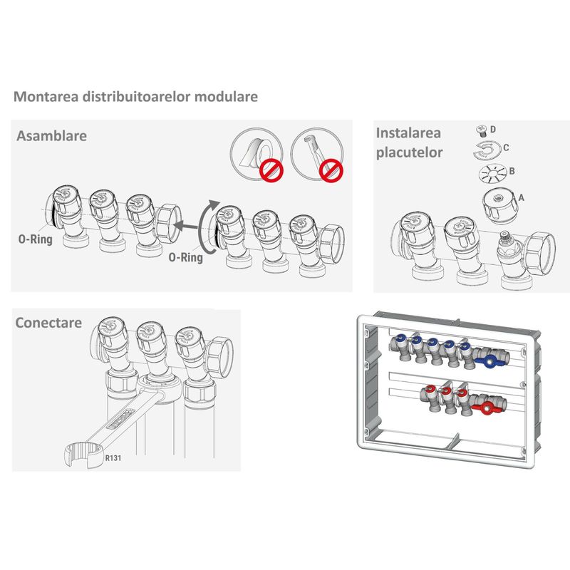 Casa si Gradina - Termice - Instalatii termice - Incalzire in pardosela - Distribuitor modular Giacomini R585CSX142, 2 iesiri, cu robinete de inchidere, 1” x 3/4”E, alama nichelata - Infinity.ro