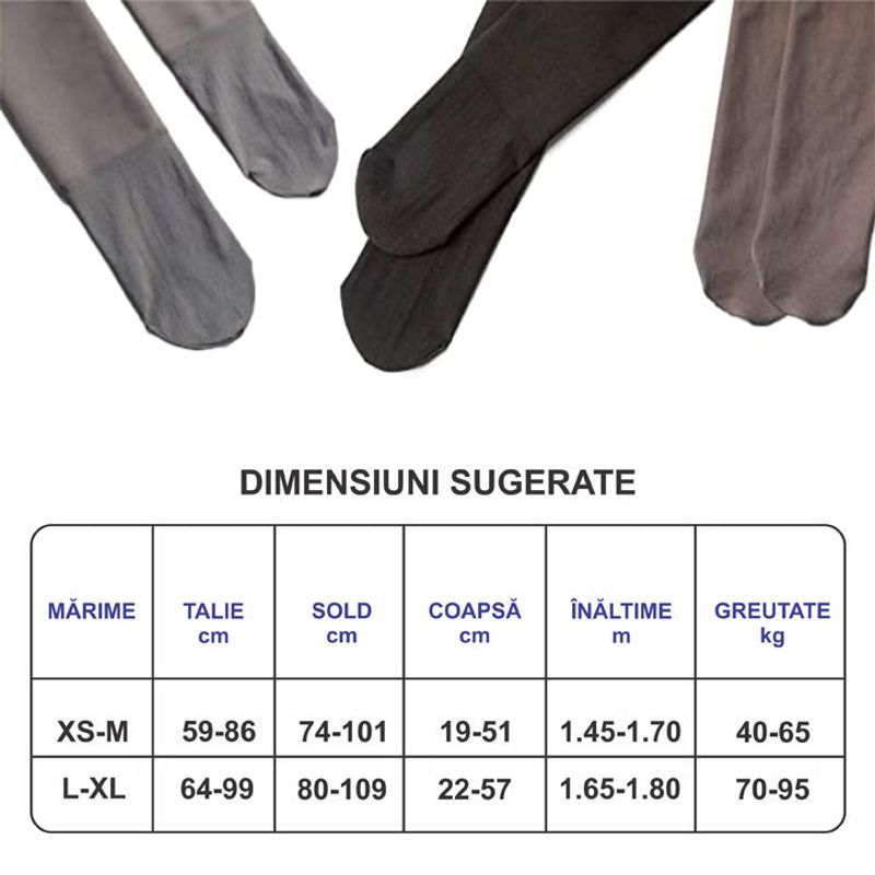 Fashion, accesorii si bijuterii - Femei - Lenjerie si pijamale femei - Sosete si ciorapi femei - Dres fals-translucid pentru iarna cu captuseala pufoasa - Negru, L/XL - Infinity.ro