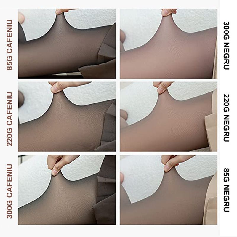 Fashion, accesorii si bijuterii - Femei - Lenjerie si pijamale femei - Sosete si ciorapi femei - Dres fals-translucid pentru iarna cu captuseala pufoasa - Negru, L/XL - Infinity.ro