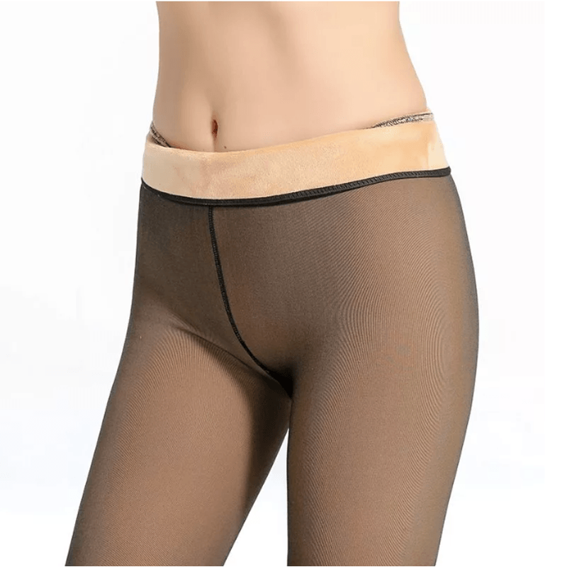 Fashion, accesorii si bijuterii - Femei - Lenjerie si pijamale femei - Sosete si ciorapi femei - Dres fals-translucid pentru iarna cu captuseala pufoasa - Negru, L/XL - Infinity.ro