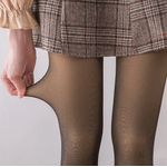 Fashion, accesorii si bijuterii - Femei - Lenjerie si pijamale femei - Sosete si ciorapi femei - Dres fals-translucid pentru iarna cu captuseala pufoasa - Negru, L/XL - Infinity.ro