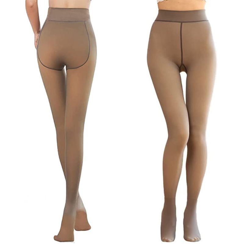 Fashion, accesorii si bijuterii - Femei - Lenjerie si pijamale femei - Sosete si ciorapi femei - Dres fals-translucid pentru iarna cu captuseala pufoasa - Negru, L/XL - Infinity.ro