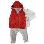 Fashion, accesorii si bijuterii - Copii - Imbracaminte copii - Treninguri si compleuri copii - Set compleu haine copii, format din bluza, vesta si pantaloni  -rosu, marime 92 - Infinity.ro
