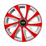 Auto si Moto - Anvelope si jante - Accesorii roti - Capace roti - Set 4 capace roti 16 inchi R16 Drift Rosu-Gri, Compatibil cu Mini Cooper - Infinity.ro