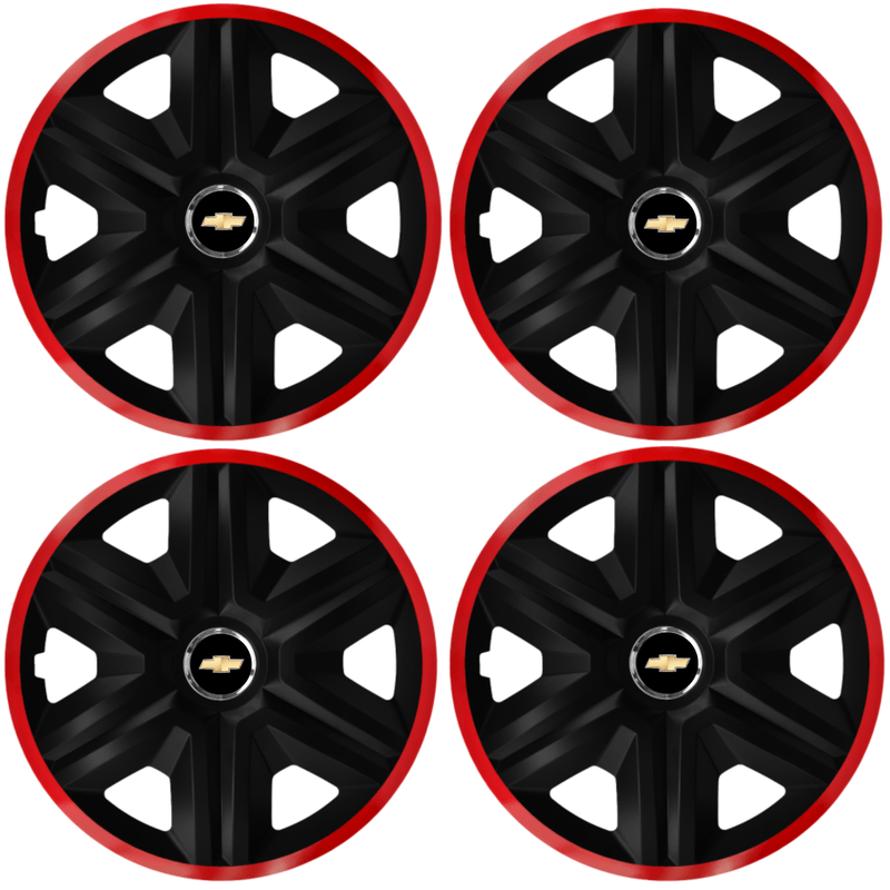 Set 4 Capace Roti pentru Chevrolet, model Fast Black Cu Rama Rosie, R16 ...