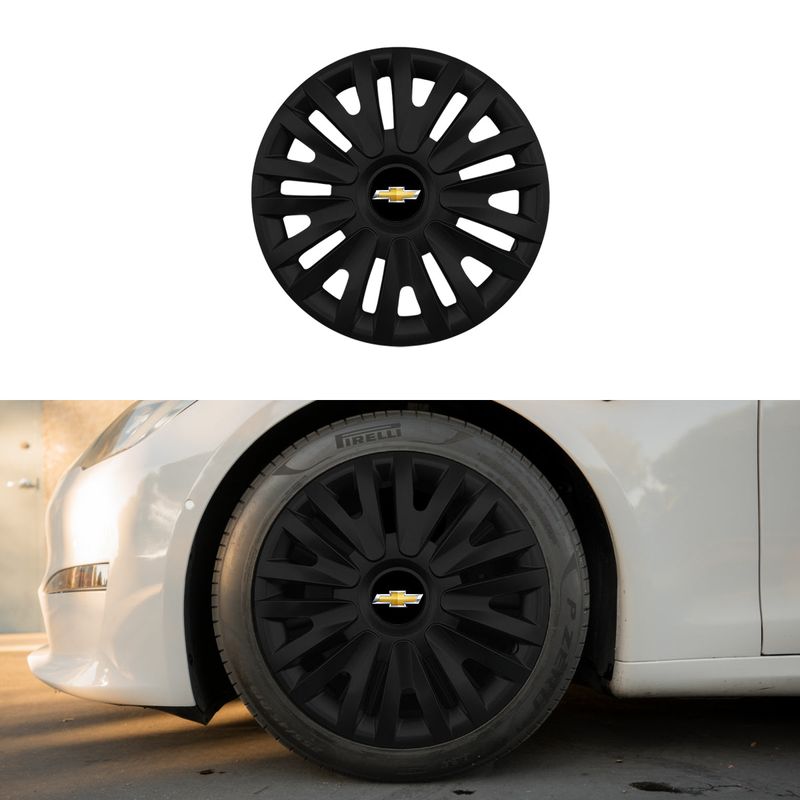 Auto si Moto - Anvelope si jante - Accesorii roti - Capace roti - Set 4 capace roti potrivite jantelor de 15 inch (R15) compatibile CHEVROLET, Model - 313 Black - Infinity.ro