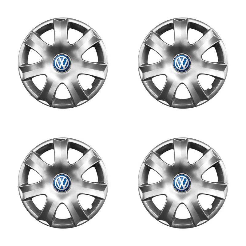 Auto si Moto - Anvelope si jante - Accesorii roti - Capace roti - Set 4 capace roti potrivite jantelor de 15 inchi (R15) compatibile gama Volkswagen, model - 326, Sigla Albastra - Infinity.ro