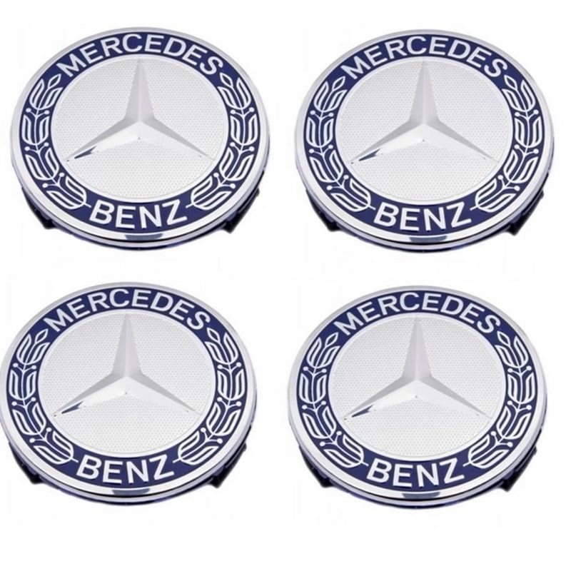 Auto si Moto - Anvelope si jante - Accesorii roti - Capace roti - Set 4 Capace Jante Aliaj Mercedes-Benz 75mm Albastre - Infinity.ro