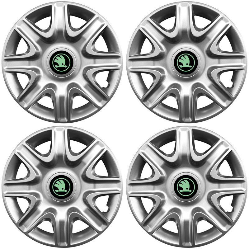 Auto si Moto - Anvelope si jante - Accesorii roti - Capace roti - Set 4 Capace Roti 15 inchi (r15) Model 332, Compatibile Cu Skoda Verde - Infinity.ro