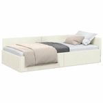 Casa si Gradina - Mobilier - Paturi si accesorii - Paturi - Cadru de pat coltar Crem 90 x 200 cm Catifea si lemn ingineresc - Infinity.ro