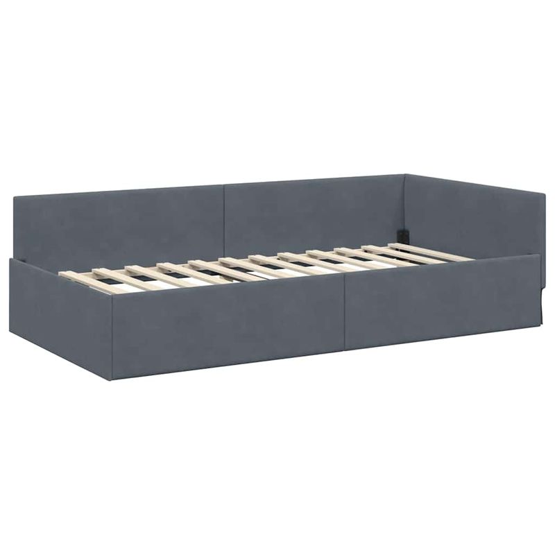 Casa si Gradina - Mobilier - Paturi si accesorii - Paturi - Cadru de pat coltar Altele cu headboard Gri inchis 100 x 200 cm - Infinity.ro