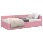 Casa si Gradina - Mobilier - Paturi si accesorii - Paturi - Cadru de pat coltar Roz 90 x 190 cm Catifea si lemn ingineresc - Infinity.ro