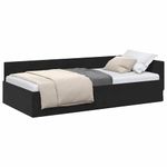 Casa si Gradina - Mobilier - Paturi si accesorii - Paturi - Cadru de pat coltar Altele cu headboard Negru 90 x 190 cm - Infinity.ro