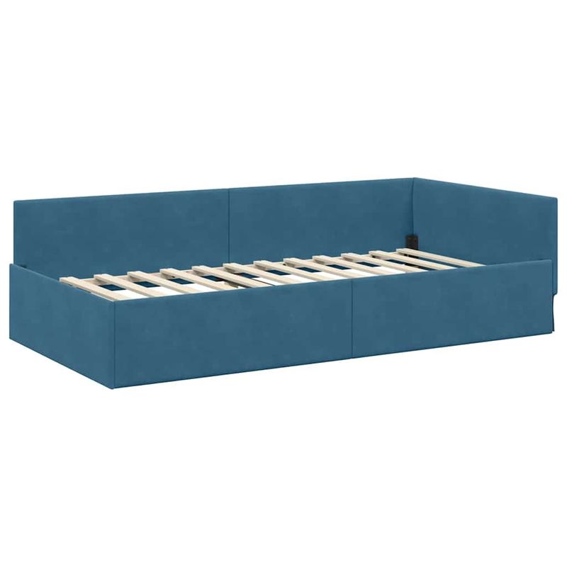 Casa si Gradina - Mobilier - Paturi si accesorii - Paturi - Cadru de pat coltar Altele cu headboard albastru 90 x 200 cm - Infinity.ro