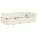 Casa si Gradina - Mobilier - Paturi si accesorii - Paturi - Cadru de pat coltar Crem 90 x 200 cm Catifea si lemn ingineresc - Infinity.ro