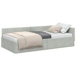 Casa si Gradina - Mobilier - Paturi si accesorii - Paturi - Cadru de pat coltar Altele cu headboard Gri deschis 90 x 190 cm - Infinity.ro