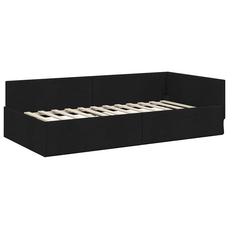 Casa si Gradina - Mobilier - Paturi si accesorii - Paturi - Cadru de pat coltar cu headboard Manual Negru 80 x 200 cm - Infinity.ro