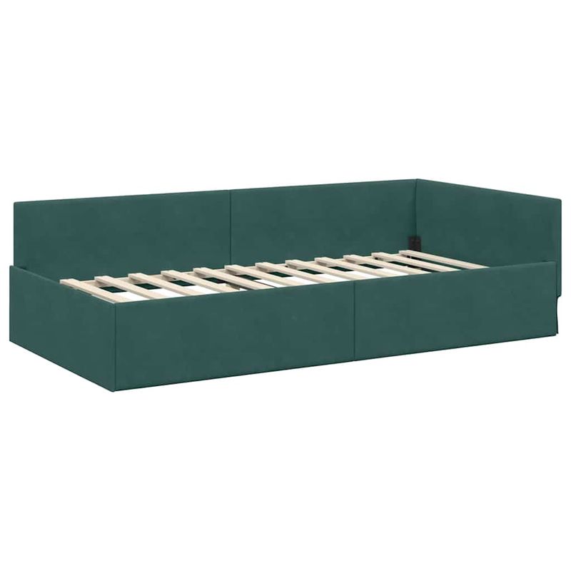 Casa si Gradina - Mobilier - Paturi si accesorii - Paturi - Cadru de pat coltar Altele Manual Verde inchis 90 x 190 cm - Infinity.ro