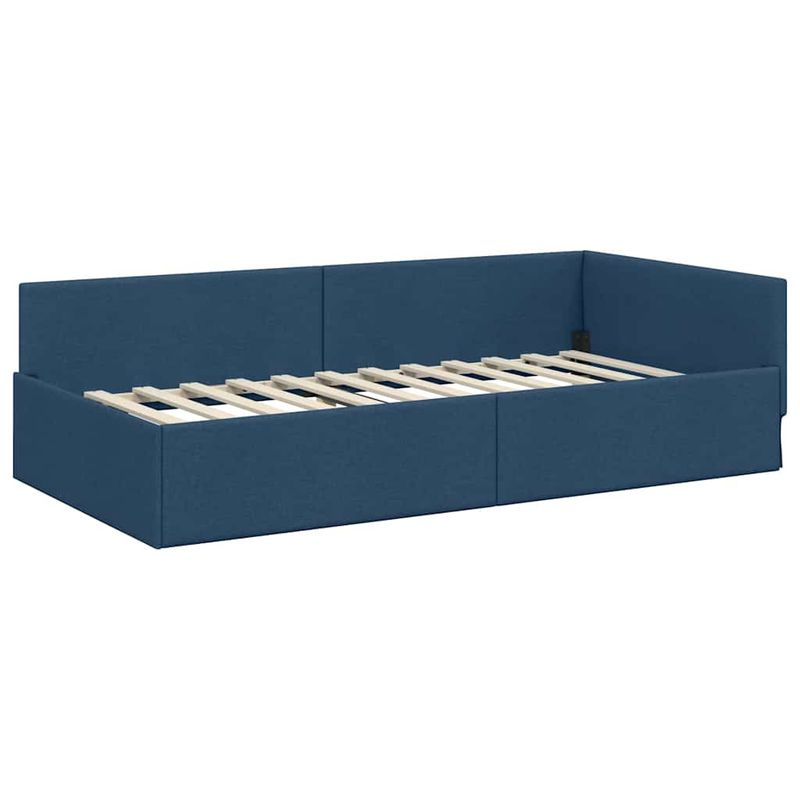 Casa si Gradina - Mobilier - Paturi si accesorii - Paturi - Cadru de pat coltar cu headboard Manual albastru 90 x 200 cm - Infinity.ro