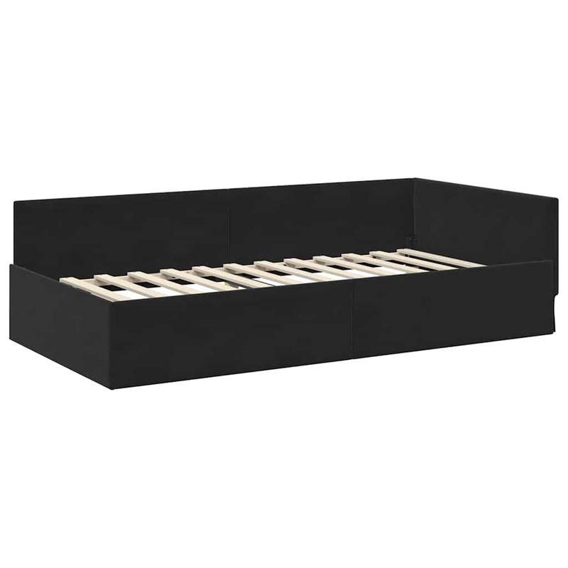 Casa si Gradina - Mobilier - Paturi si accesorii - Paturi - Cadru de pat coltar Altele cu headboard Negru 90 x 190 cm - Infinity.ro