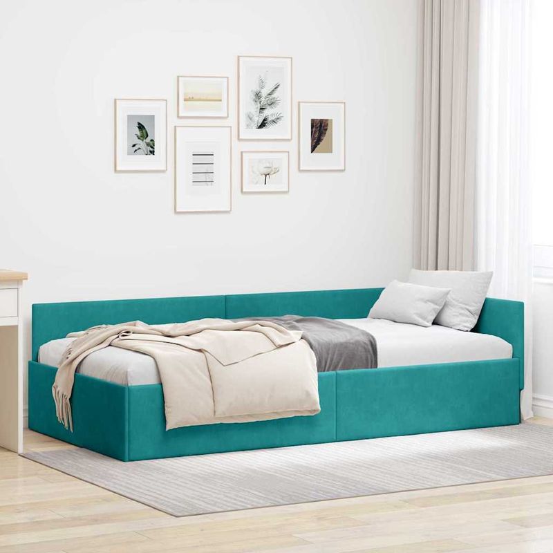 Casa si Gradina - Mobilier - Paturi si accesorii - Paturi - Cadru de pat coltar Altele cu headboard Turcoaz 90 x 200 cm - Infinity.ro