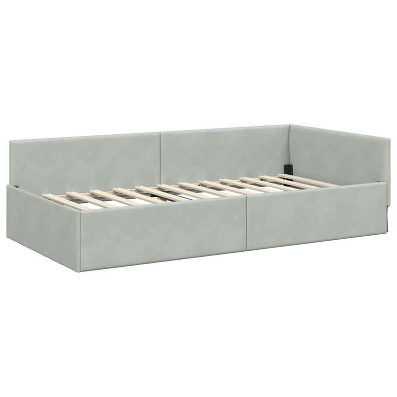 Casa si Gradina - Mobilier - Paturi si accesorii - Paturi - Cadru de pat coltar Altele cu headboard Gri deschis 90 x 190 cm - Infinity.ro