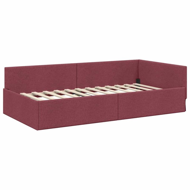 Casa si Gradina - Mobilier - Paturi si accesorii - Paturi - Cadru de pat coltar cu headboard Manual bordo 100 x 200 cm - Infinity.ro