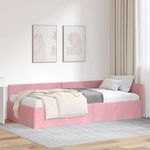 Casa si Gradina - Mobilier - Paturi si accesorii - Paturi - Cadru de pat coltar Roz 90 x 190 cm Catifea si lemn ingineresc - Infinity.ro