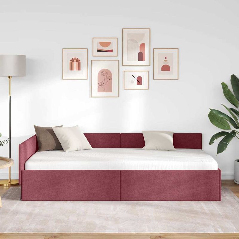 Casa si Gradina - Mobilier - Paturi si accesorii - Paturi - Cadru de pat coltar cu headboard Manual bordo 90 x 190 cm - Infinity.ro