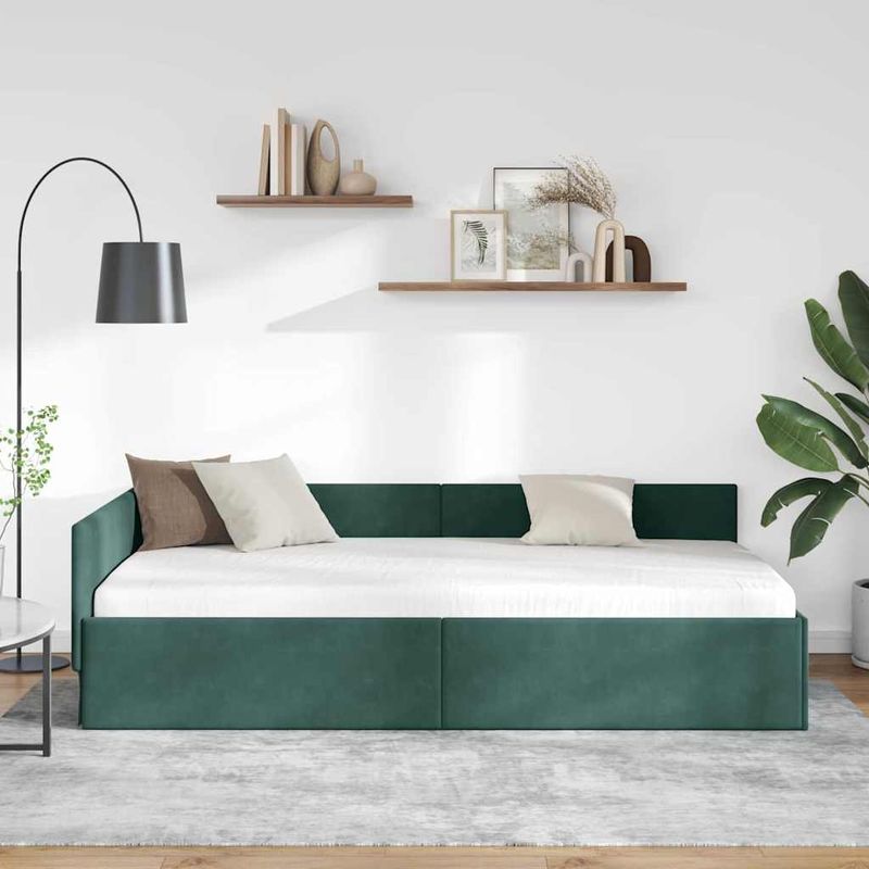 Casa si Gradina - Mobilier - Paturi si accesorii - Paturi - Cadru de pat coltar Altele Manual Verde inchis 90 x 190 cm - Infinity.ro