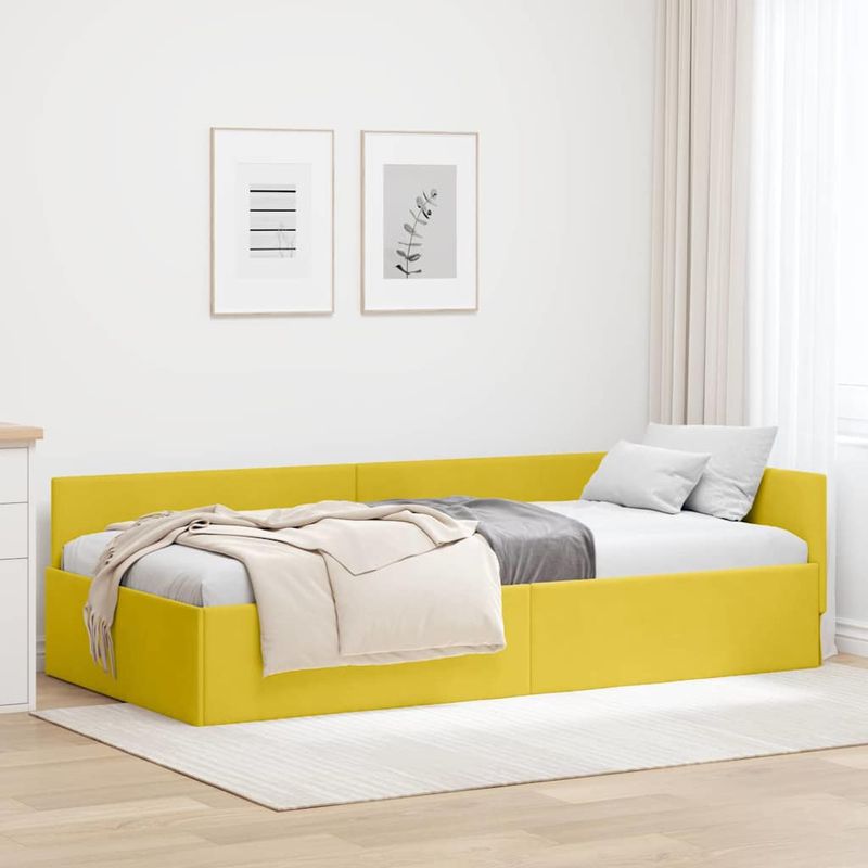 Casa si Gradina - Mobilier - Paturi si accesorii - Paturi - Cadru de pat coltar Altele cu headboard Galben 80 x 200 cm - Infinity.ro