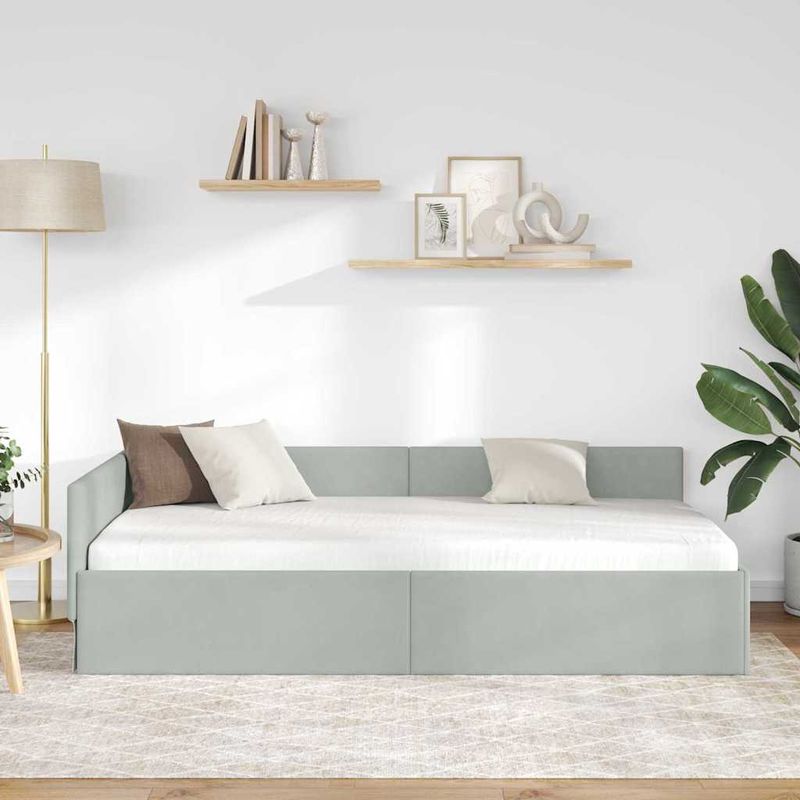 Casa si Gradina - Mobilier - Paturi si accesorii - Paturi - Cadru de pat coltar Altele cu headboard Gri deschis 90 x 190 cm - Infinity.ro