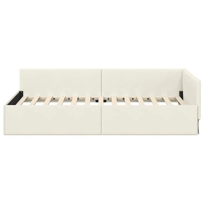 Casa si Gradina - Mobilier - Paturi si accesorii - Paturi - Cadru de pat coltar Crem 90 x 200 cm Catifea si lemn ingineresc - Infinity.ro
