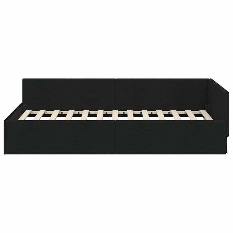 Casa si Gradina - Mobilier - Paturi si accesorii - Paturi - Cadru de pat coltar cu headboard Manual Negru 80 x 200 cm - Infinity.ro