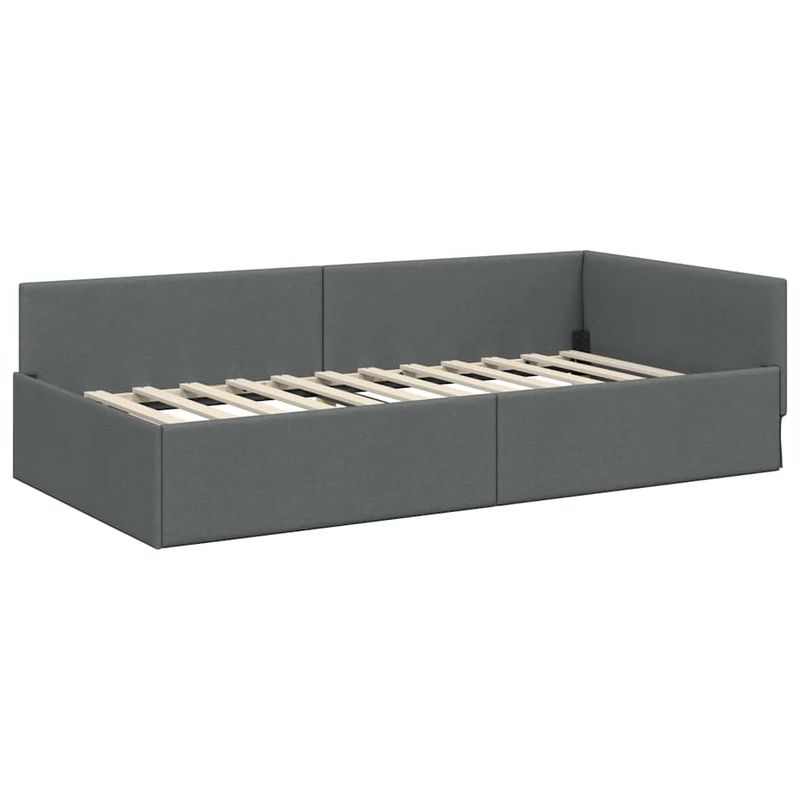 Casa si Gradina - Mobilier - Paturi si accesorii - Paturi - Cadru de pat coltar cu headboard Manual Gri inchis 90 x 190 cm - Infinity.ro