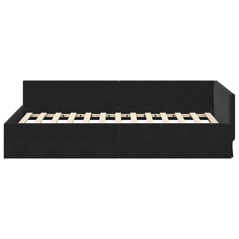 Casa si Gradina - Mobilier - Paturi si accesorii - Paturi - Cadru de pat coltar Altele cu headboard Negru 90 x 190 cm - Infinity.ro