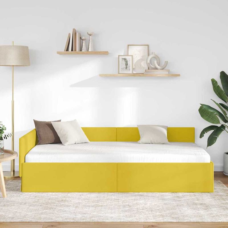 Casa si Gradina - Mobilier - Paturi si accesorii - Paturi - Cadru de pat coltar Altele cu headboard Galben 80 x 200 cm - Infinity.ro