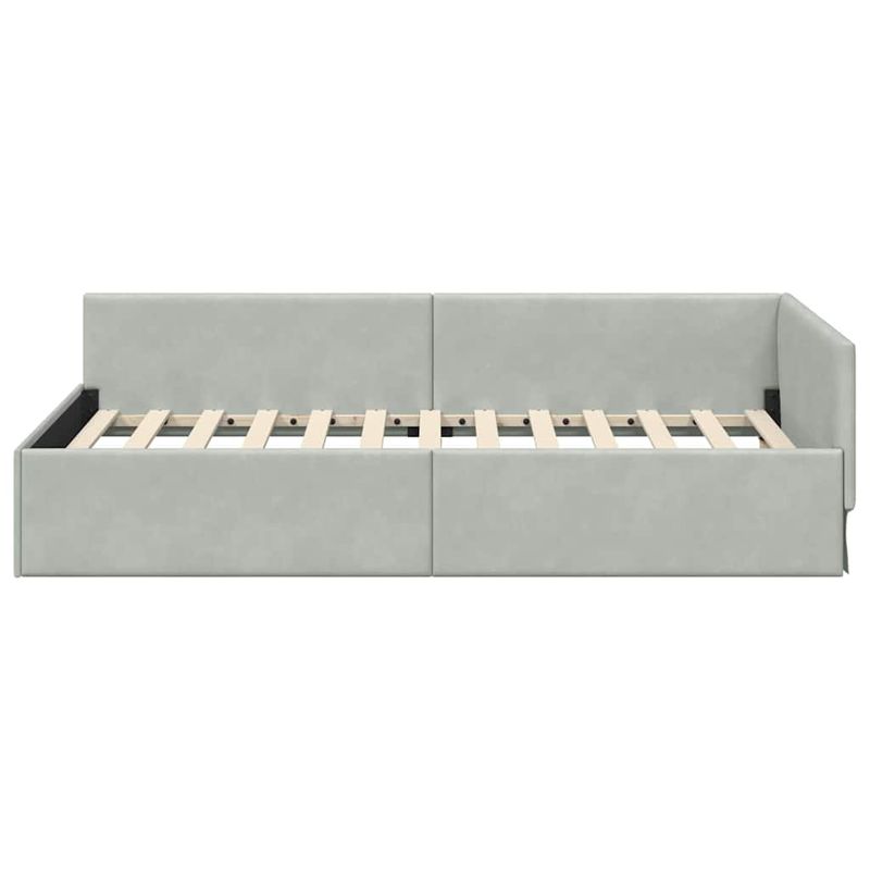 Casa si Gradina - Mobilier - Paturi si accesorii - Paturi - Cadru de pat coltar Altele cu headboard Gri deschis 90 x 190 cm - Infinity.ro