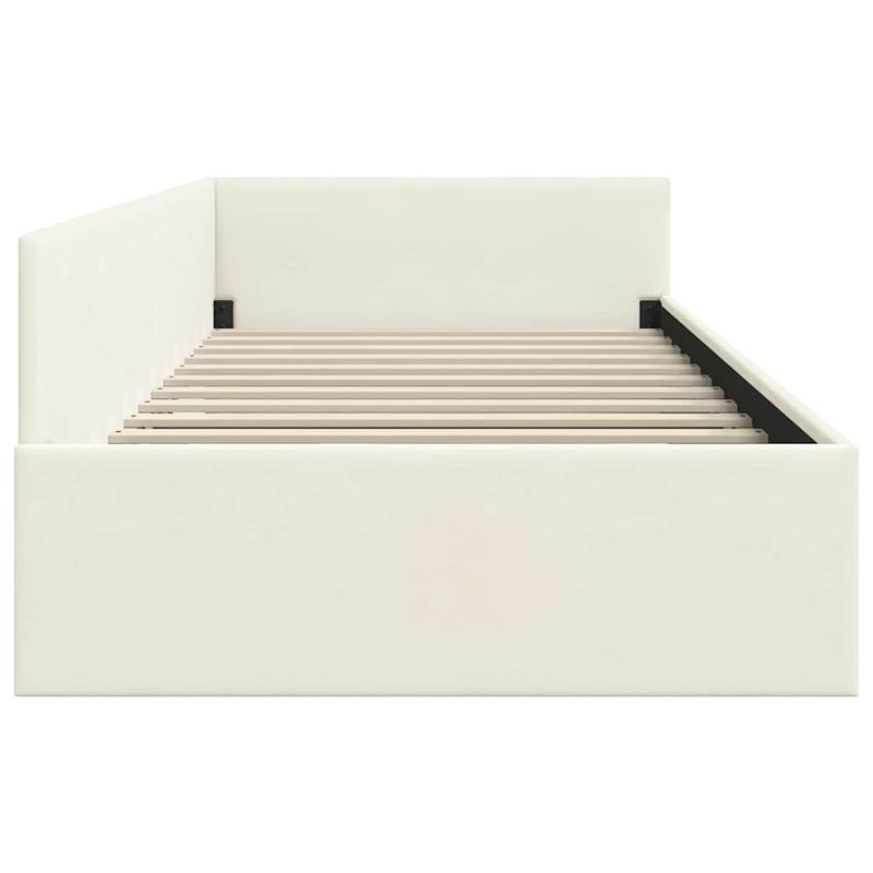 Casa si Gradina - Mobilier - Paturi si accesorii - Paturi - Cadru de pat coltar Crem 90 x 200 cm Catifea si lemn ingineresc - Infinity.ro