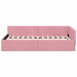 Casa si Gradina - Mobilier - Paturi si accesorii - Paturi - Cadru de pat coltar Roz 90 x 190 cm Catifea si lemn ingineresc - Infinity.ro