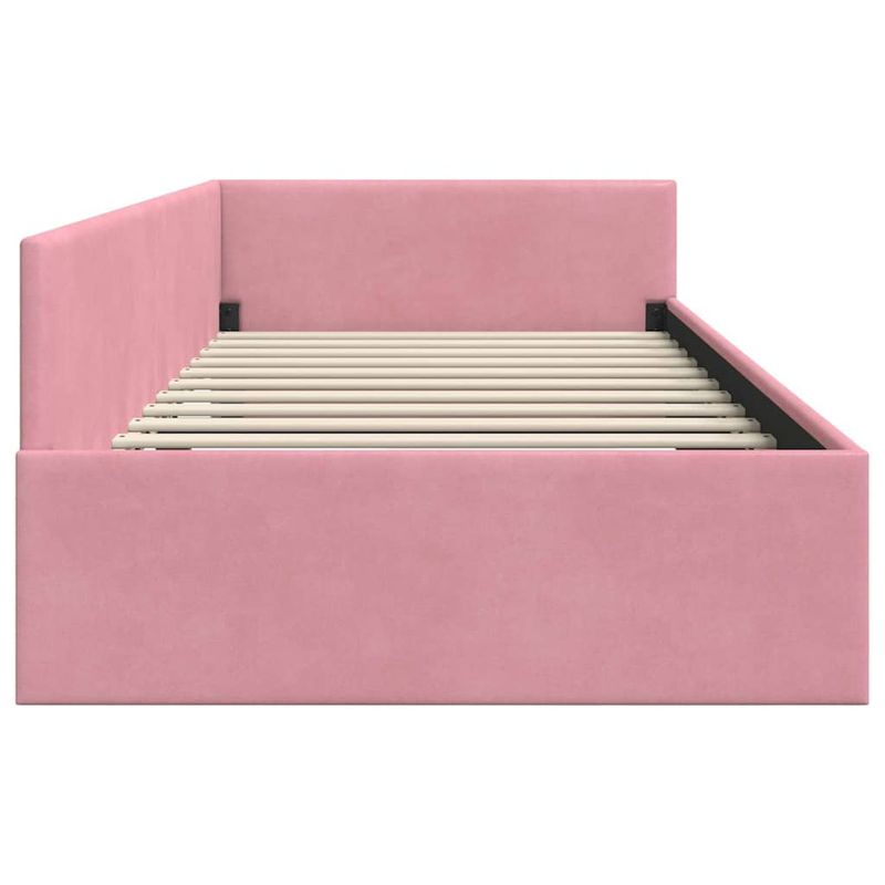 Casa si Gradina - Mobilier - Paturi si accesorii - Paturi - Cadru de pat coltar Roz 90 x 190 cm Catifea si lemn ingineresc - Infinity.ro