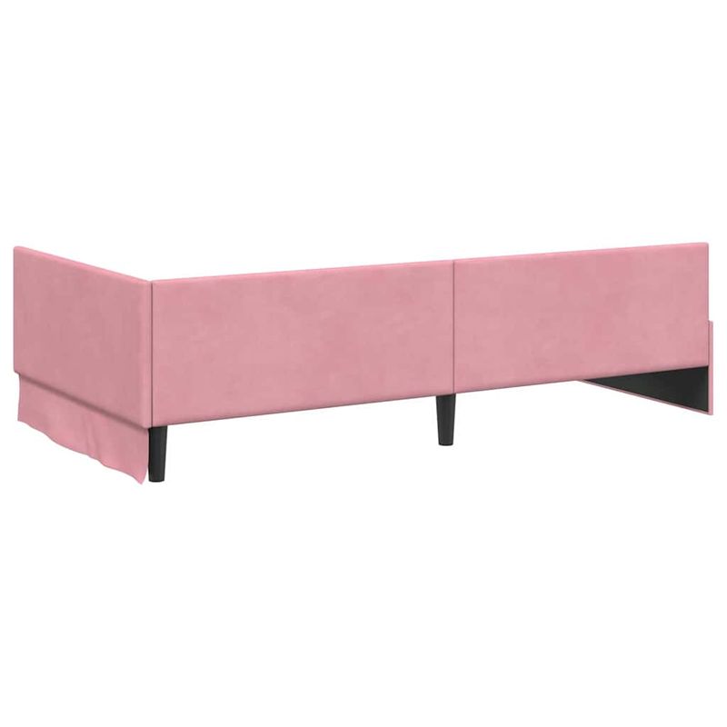 Casa si Gradina - Mobilier - Paturi si accesorii - Paturi - Cadru de pat coltar Roz 90 x 190 cm Catifea si lemn ingineresc - Infinity.ro