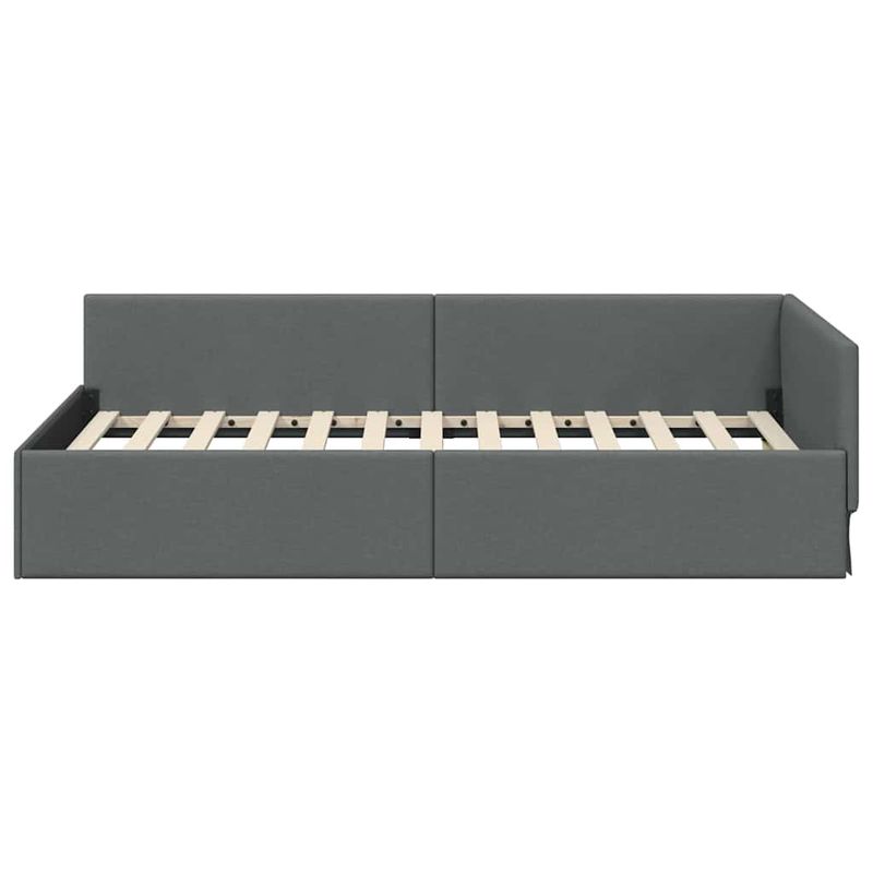 Casa si Gradina - Mobilier - Paturi si accesorii - Paturi - Cadru de pat coltar cu headboard Manual Gri inchis 90 x 190 cm - Infinity.ro